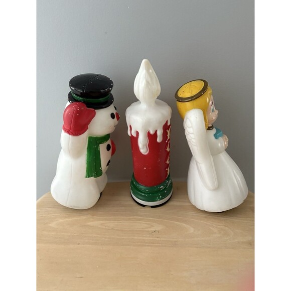 Vintage Empire Blow Mold Lot Christmas Path Light Toppers Candle Snowman Angel - Picture 10 of 13